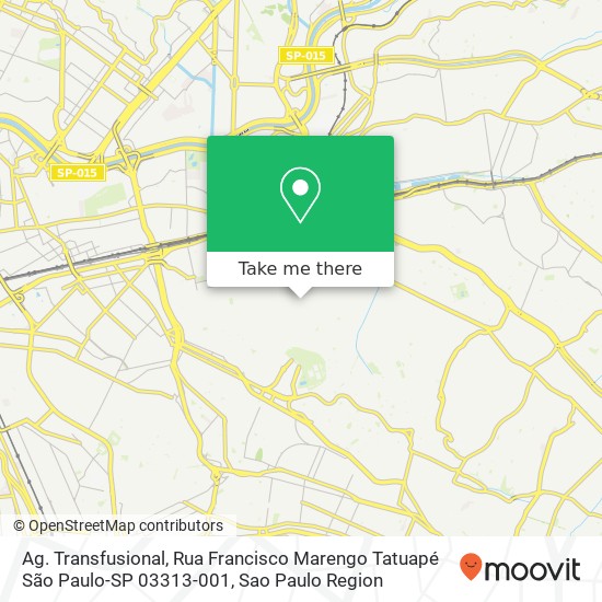 Mapa Ag. Transfusional, Rua Francisco Marengo Tatuapé São Paulo-SP 03313-001