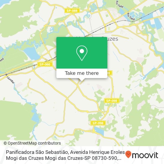 Mapa Panificadora São Sebastião, Avenida Henrique Eroles Mogi das Cruzes Mogi das Cruzes-SP 08730-590