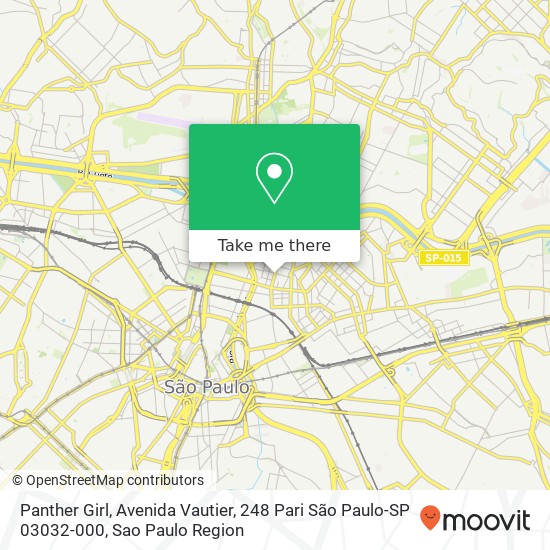 Mapa Panther Girl, Avenida Vautier, 248 Pari São Paulo-SP 03032-000