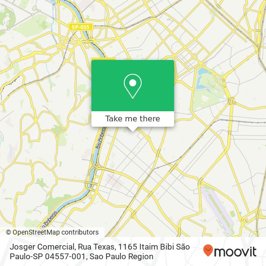 Mapa Josger Comercial, Rua Texas, 1165 Itaim Bibi São Paulo-SP 04557-001