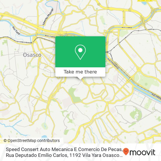 Mapa Speed Consert Auto Mecanica E Comercio De Pecas, Rua Deputado Emílio Carlos, 1192 Vila Yara Osasco-SP 06028-015