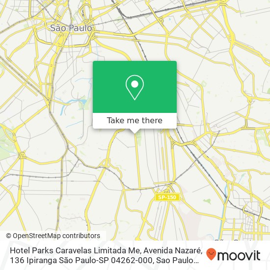 Mapa Hotel Parks Caravelas Limitada Me, Avenida Nazaré, 136 Ipiranga São Paulo-SP 04262-000