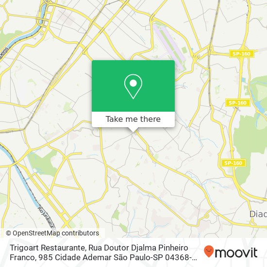 Mapa Trigoart Restaurante, Rua Doutor Djalma Pinheiro Franco, 985 Cidade Ademar São Paulo-SP 04368-000