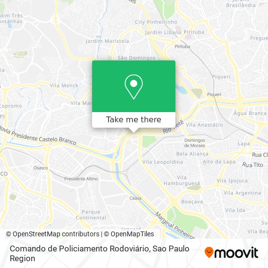 Mapa Comando de Policiamento Rodoviário