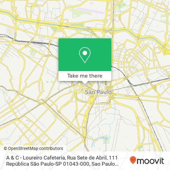 Mapa A & C - Loureiro Cafeteria, Rua Sete de Abril, 111 República São Paulo-SP 01043-000