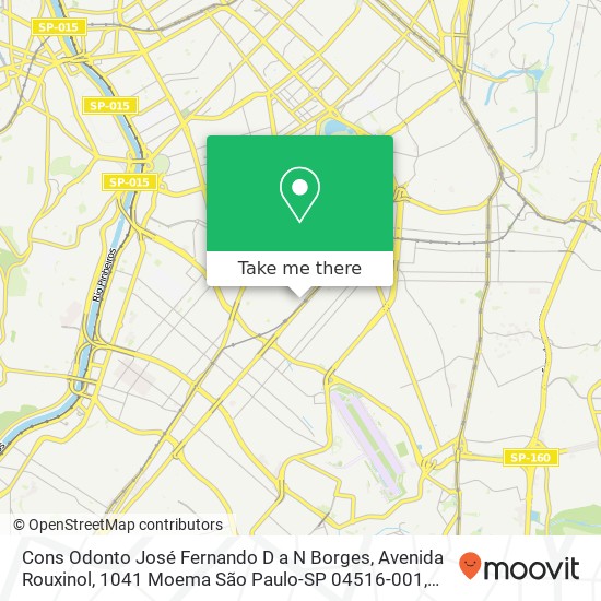 Cons Odonto José Fernando D a N Borges, Avenida Rouxinol, 1041 Moema São Paulo-SP 04516-001 map