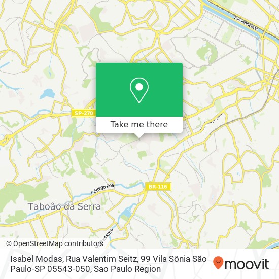 Mapa Isabel Modas, Rua Valentim Seitz, 99 Vila Sônia São Paulo-SP 05543-050