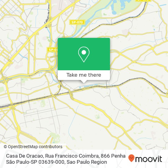 Mapa Casa De Oracao, Rua Francisco Coimbra, 866 Penha São Paulo-SP 03639-000