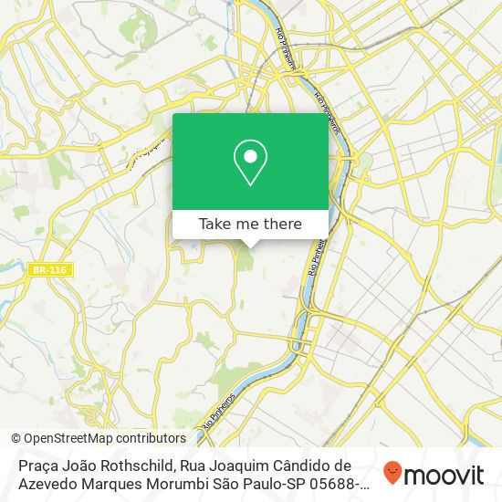 Mapa Praça João Rothschild, Rua Joaquim Cândido de Azevedo Marques Morumbi São Paulo-SP 05688-020