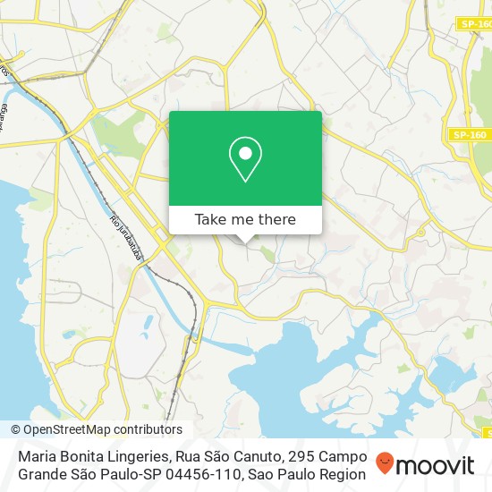Mapa Maria Bonita Lingeries, Rua São Canuto, 295 Campo Grande São Paulo-SP 04456-110