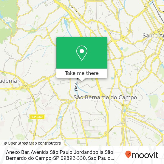 Mapa Anexo Bar, Avenida São Paulo Jordanópolis São Bernardo do Campo-SP 09892-330