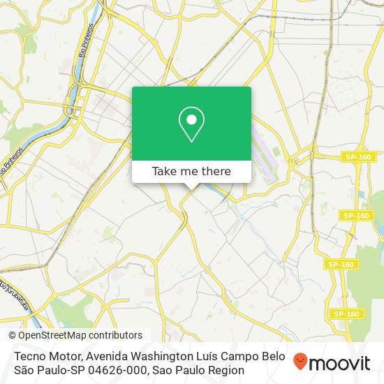 Mapa Tecno Motor, Avenida Washington Luís Campo Belo São Paulo-SP 04626-000