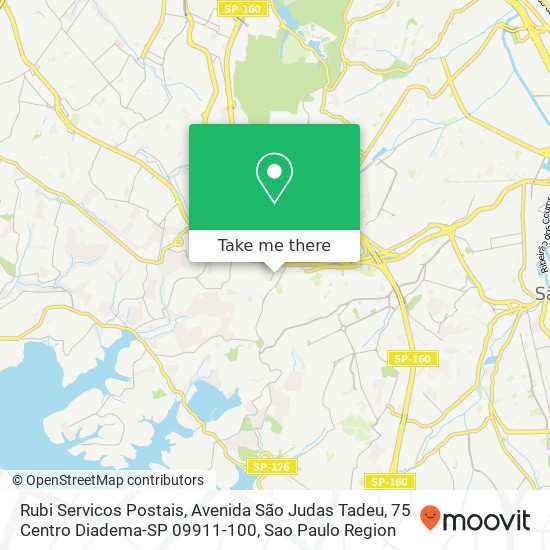 Mapa Rubi Servicos Postais, Avenida São Judas Tadeu, 75 Centro Diadema-SP 09911-100
