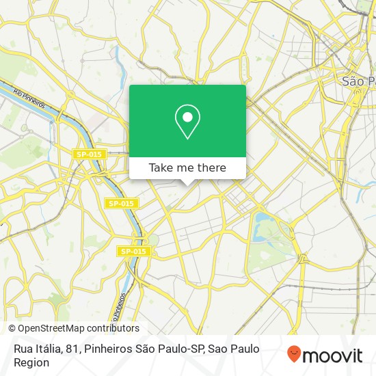 Mapa Rua Itália, 81, Pinheiros São Paulo-SP