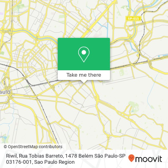 Mapa Riwil, Rua Tobias Barreto, 1478 Belém São Paulo-SP 03176-001