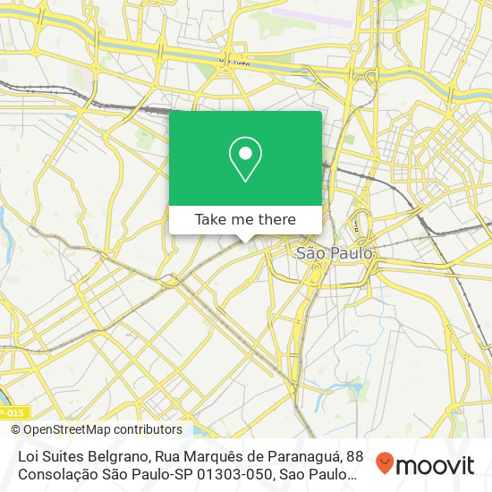 Mapa Loi Suites Belgrano, Rua Marquês de Paranaguá, 88 Consolação São Paulo-SP 01303-050