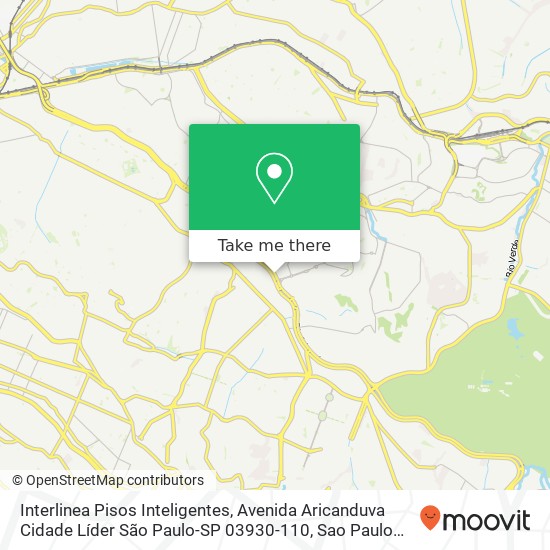 Mapa Interlinea Pisos Inteligentes, Avenida Aricanduva Cidade Líder São Paulo-SP 03930-110