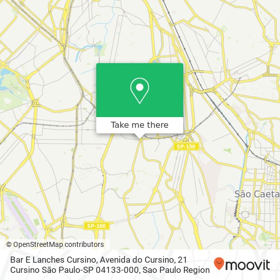 Mapa Bar E Lanches Cursino, Avenida do Cursino, 21 Cursino São Paulo-SP 04133-000