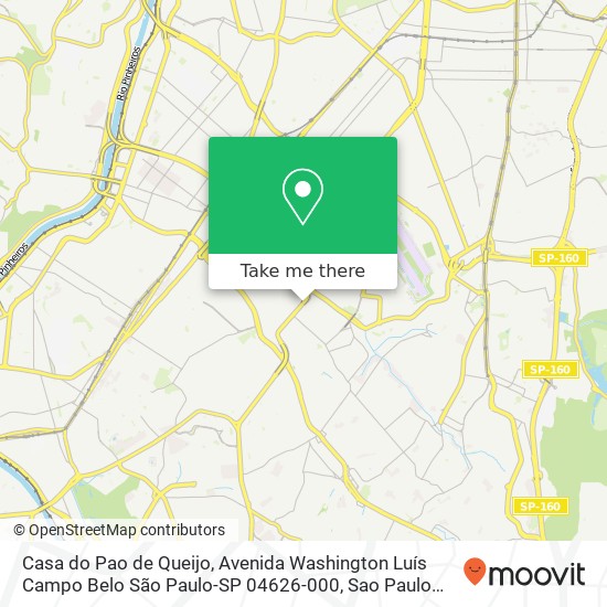 Mapa Casa do Pao de Queijo, Avenida Washington Luís Campo Belo São Paulo-SP 04626-000