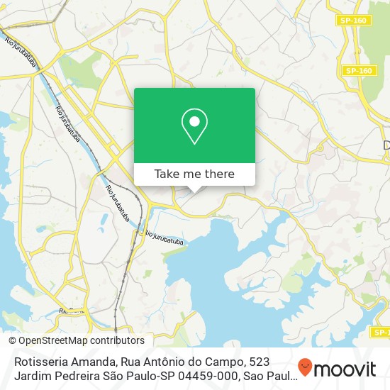 Mapa Rotisseria Amanda, Rua Antônio do Campo, 523 Jardim Pedreira São Paulo-SP 04459-000