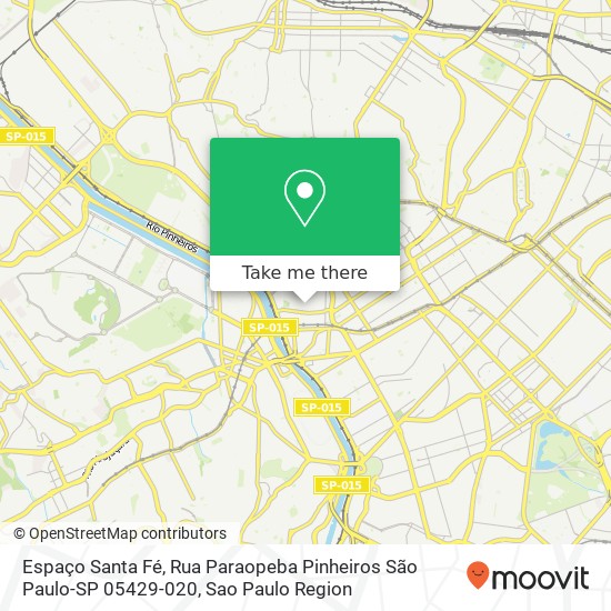 Mapa Espaço Santa Fé, Rua Paraopeba Pinheiros São Paulo-SP 05429-020