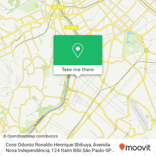 Mapa Cons Odonto Ronaldo Henrique Shibuya, Avenida Nova Independência, 124 Itaim Bibi São Paulo-SP 04570-000