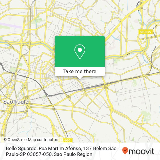 Mapa Bello Sguardo, Rua Martim Afonso, 137 Belém São Paulo-SP 03057-050