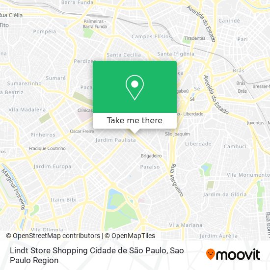 Mapa Lindt Store Shopping Cidade de São Paulo