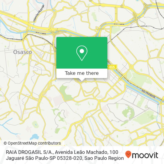 Mapa RAIA DROGASIL S / A., Avenida Leão Machado, 100 Jaguaré São Paulo-SP 05328-020