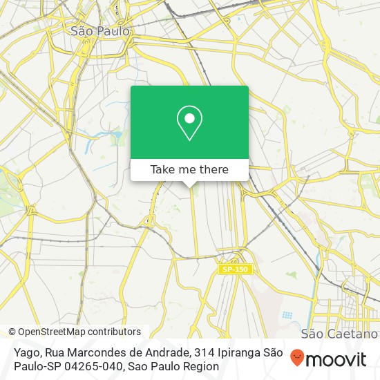 Mapa Yago, Rua Marcondes de Andrade, 314 Ipiranga São Paulo-SP 04265-040