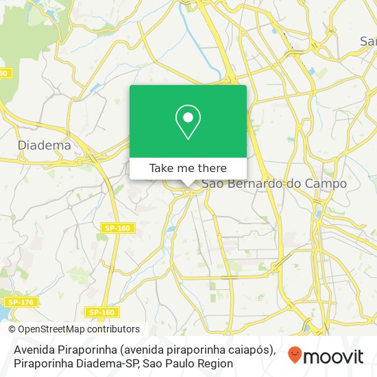 Mapa Avenida Piraporinha (avenida piraporinha caiapós), Piraporinha Diadema-SP