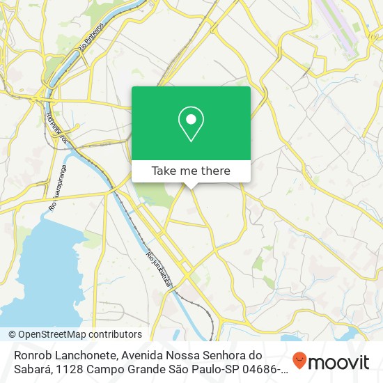 Mapa Ronrob Lanchonete, Avenida Nossa Senhora do Sabará, 1128 Campo Grande São Paulo-SP 04686-001
