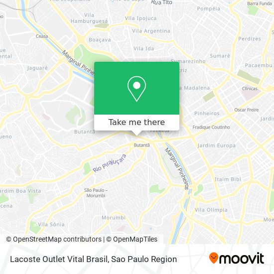 Mapa Lacoste Outlet Vital Brasil
