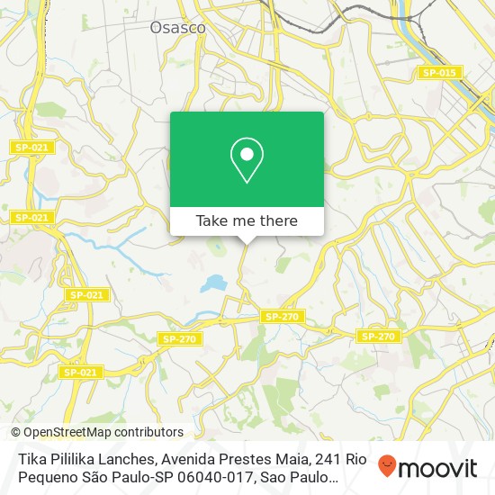 Mapa Tika Pililika Lanches, Avenida Prestes Maia, 241 Rio Pequeno São Paulo-SP 06040-017