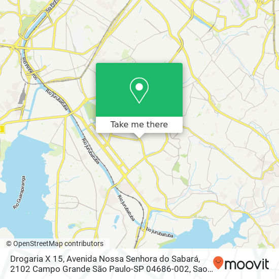 Drogaria X 15, Avenida Nossa Senhora do Sabará, 2102 Campo Grande São Paulo-SP 04686-002 map