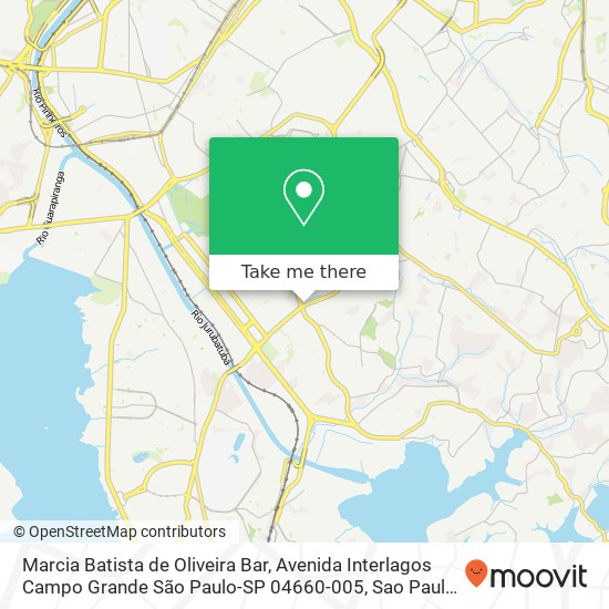 Mapa Marcia Batista de Oliveira Bar, Avenida Interlagos Campo Grande São Paulo-SP 04660-005