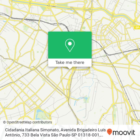 Mapa Cidadania Italiana Simonato, Avenida Brigadeiro Luís Antônio, 733 Bela Vista São Paulo-SP 01318-001