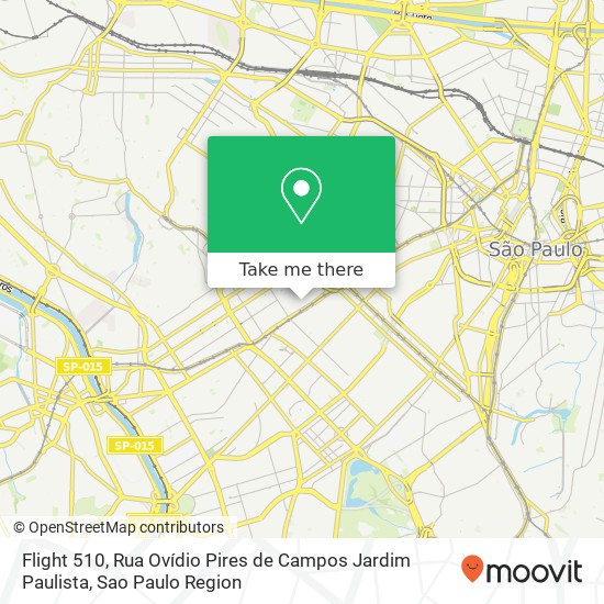 Mapa Flight 510, Rua Ovídio Pires de Campos Jardim Paulista