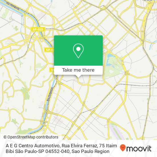 Mapa A E G Centro Automotivo, Rua Elvira Ferraz, 75 Itaim Bibi São Paulo-SP 04552-040