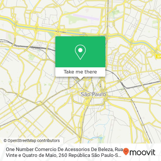Mapa One Number Comercio De Acessorios De Beleza, Rua Vinte e Quatro de Maio, 260 República São Paulo-SP 01041-001