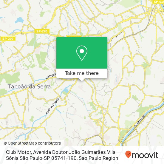 Mapa Club Motor, Avenida Doutor João Guimarães Vila Sônia São Paulo-SP 05741-190