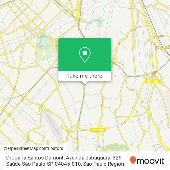 Mapa Drogaria Santos Dumont, Avenida Jabaquara, 329 Saúde São Paulo-SP 04045-010