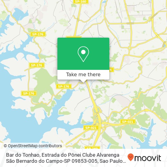 Mapa Bar do Tonhao, Estrada do Pônei Clube Alvarenga São Bernardo do Campo-SP 09853-005