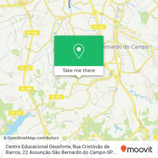 Mapa Centro Educacional Deusforte, Rua Cristóvão de Barros, 22 Assunção São Bernardo do Campo-SP 09850-190