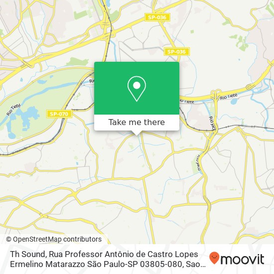 Mapa Th Sound, Rua Professor Antônio de Castro Lopes Ermelino Matarazzo São Paulo-SP 03805-080