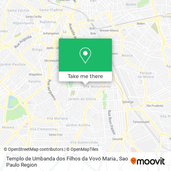 Mapa Templo de Umbanda dos Filhos da Vovó Maria.