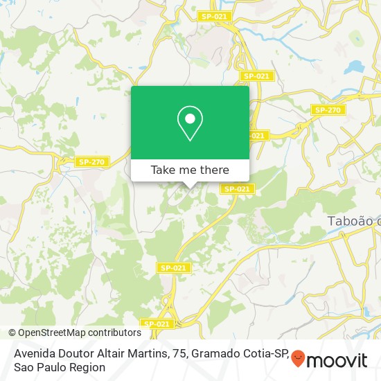 Mapa Avenida Doutor Altair Martins, 75, Gramado Cotia-SP