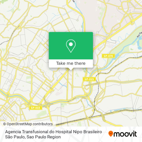 Mapa Agencia Transfusional do Hospital Nipo Brasileiro São Paulo