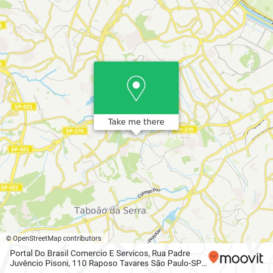 Mapa Portal Do Brasil Comercio E Servicos, Rua Padre Juvêncio Pisoni, 110 Raposo Tavares São Paulo-SP 05546-050