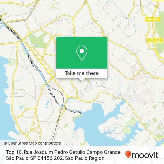 Mapa Top 10, Rua Joaquim Pedro Getúlio Campo Grande São Paulo-SP 04456-202